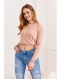 Short blouse with an envelope neckline, powder 1396 - Online store - Boutique